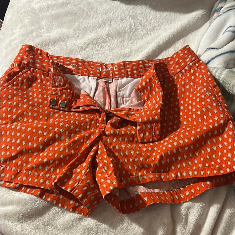 LOFT Vibrant Orange Patterned Cargo Shorts